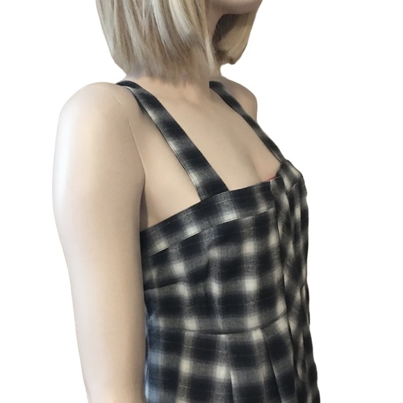 H&M Conscious 100% Organic Cotton Buffalo Plaid Jumper Dress Tunic Pockets - Picture 9 of 16